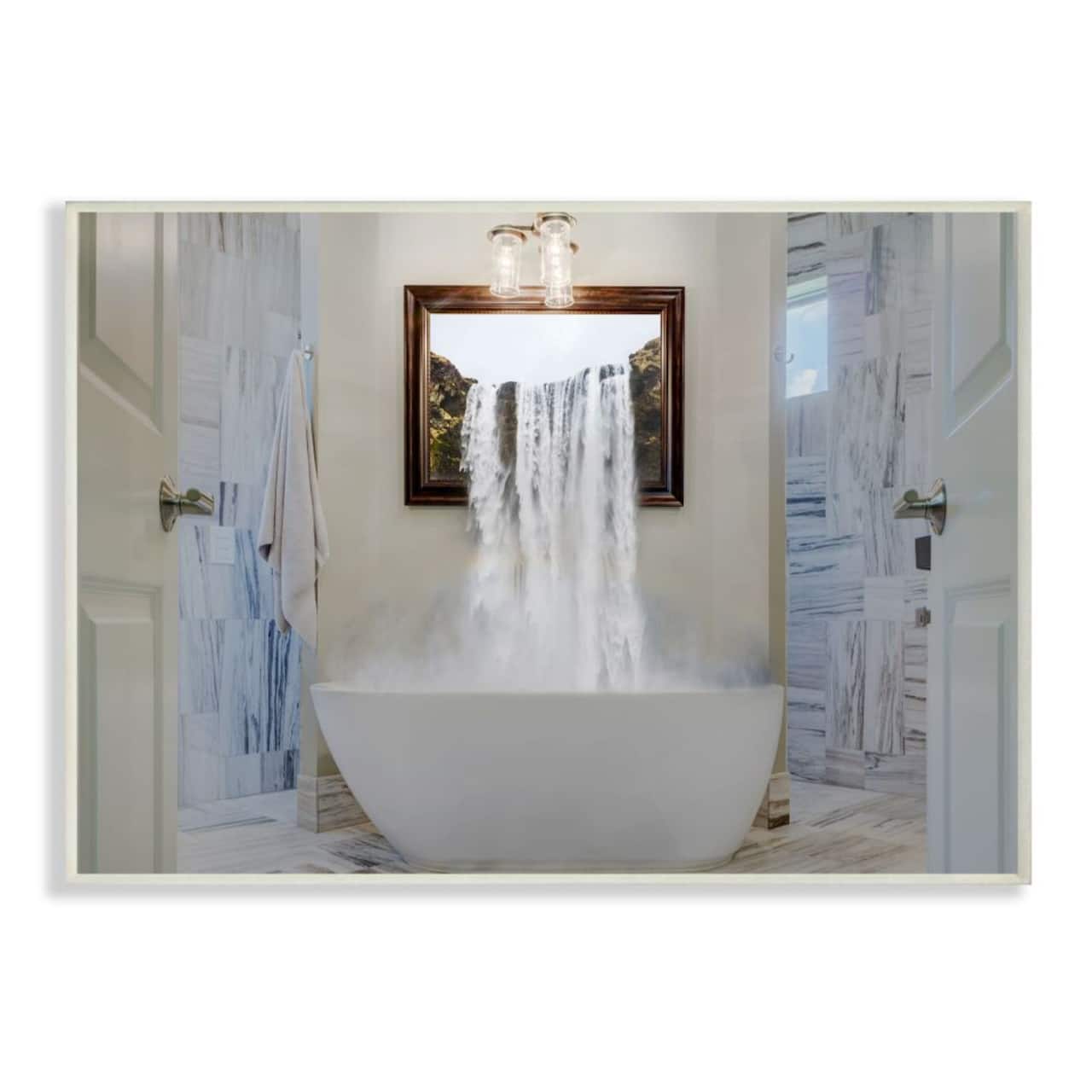Stupell Industries Bathtub Waterfall Abstract Photograph Wall Plaque